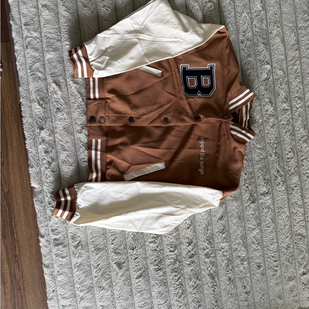 Brown and White Varsity Jacket
